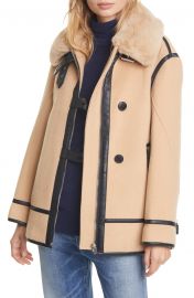 Wool Blend Moto Coat with Faux Fur Trim at Nordstrom